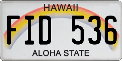 HI license plate FID536