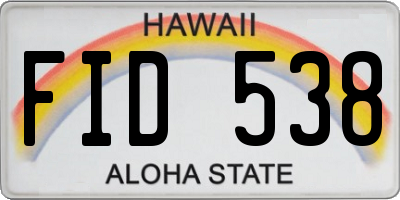 HI license plate FID538