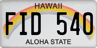 HI license plate FID540
