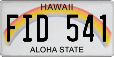 HI license plate FID541