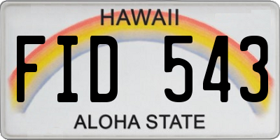 HI license plate FID543