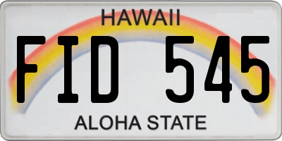 HI license plate FID545