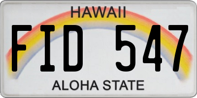 HI license plate FID547