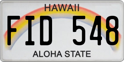 HI license plate FID548