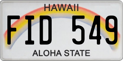 HI license plate FID549