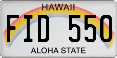HI license plate FID550