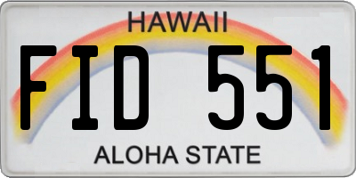 HI license plate FID551