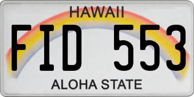 HI license plate FID553