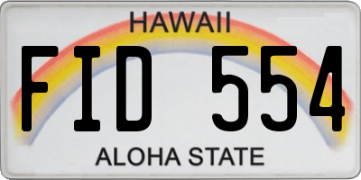 HI license plate FID554