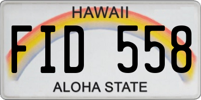 HI license plate FID558