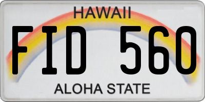 HI license plate FID560