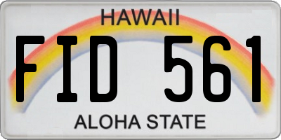 HI license plate FID561