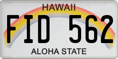 HI license plate FID562