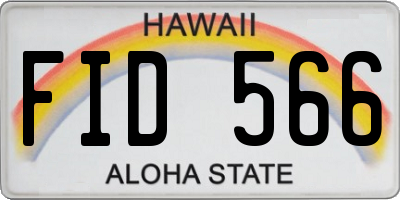 HI license plate FID566