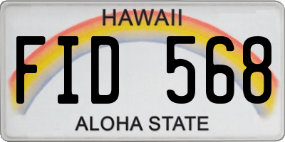 HI license plate FID568