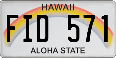 HI license plate FID571