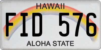HI license plate FID576