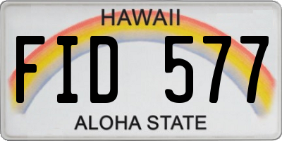 HI license plate FID577