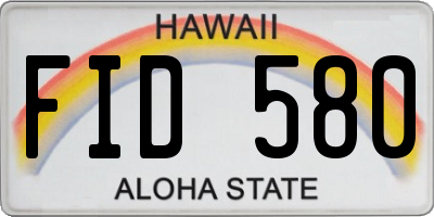 HI license plate FID580