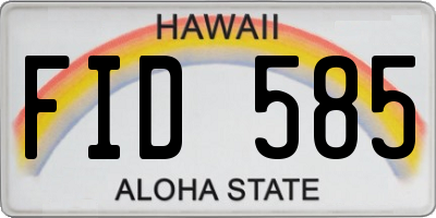 HI license plate FID585