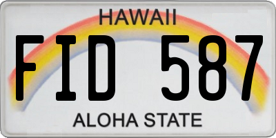 HI license plate FID587
