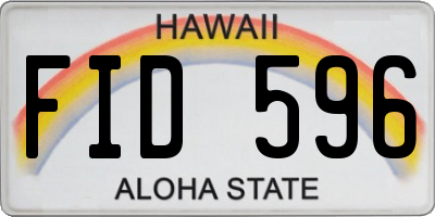 HI license plate FID596