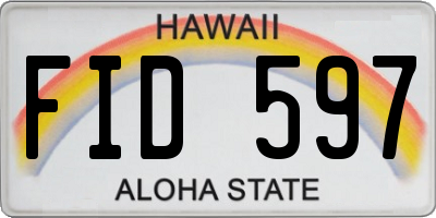 HI license plate FID597