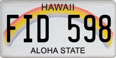 HI license plate FID598
