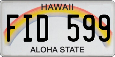 HI license plate FID599