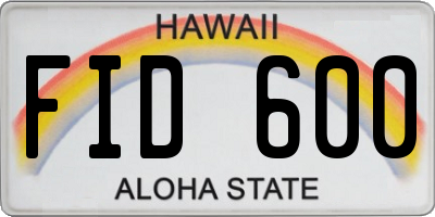 HI license plate FID600