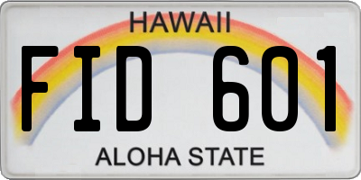 HI license plate FID601