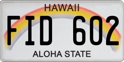 HI license plate FID602