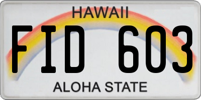 HI license plate FID603