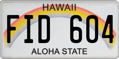 HI license plate FID604