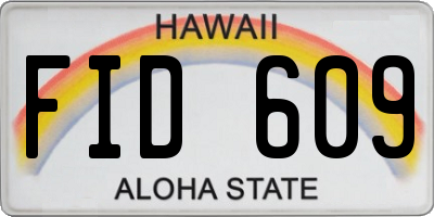 HI license plate FID609