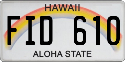 HI license plate FID610