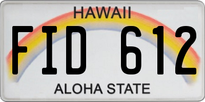 HI license plate FID612