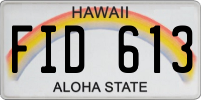 HI license plate FID613