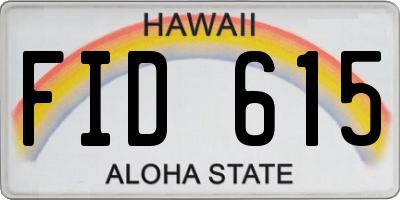 HI license plate FID615