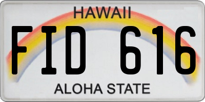 HI license plate FID616