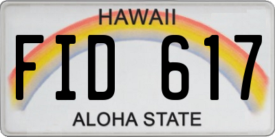 HI license plate FID617