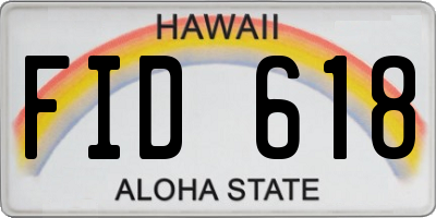 HI license plate FID618