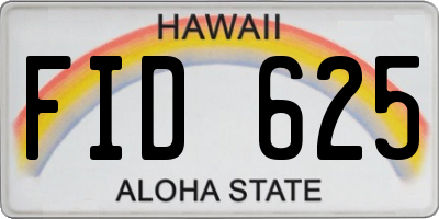 HI license plate FID625
