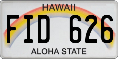 HI license plate FID626