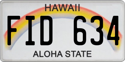 HI license plate FID634