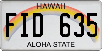 HI license plate FID635