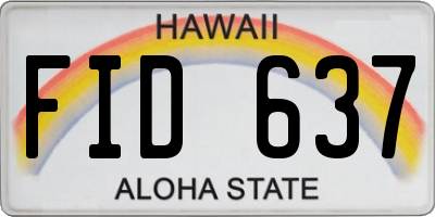 HI license plate FID637