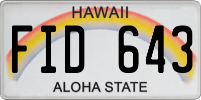 HI license plate FID643