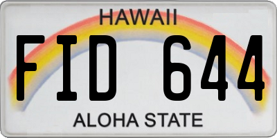 HI license plate FID644