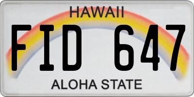 HI license plate FID647